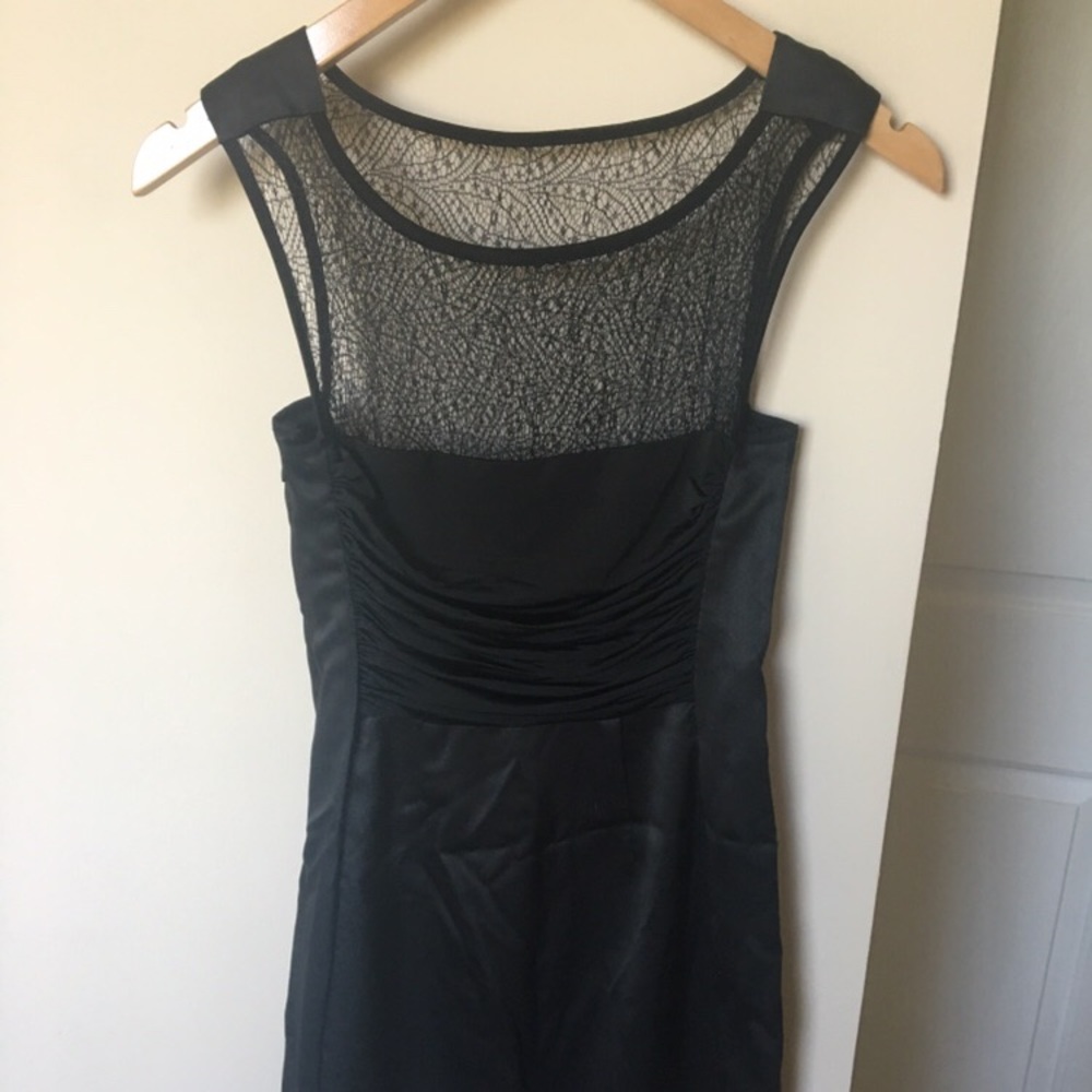BCBG Black Satin with Lace Mini Cocktail Dress